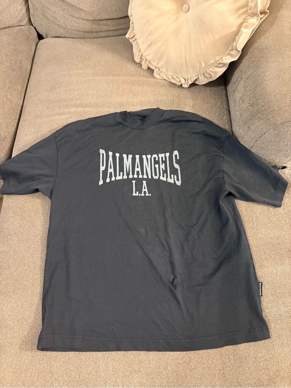 Palm Angels Black Tee with White L.A. Logo